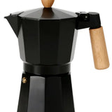 Cafeteira Italiana de Alumínio Preta Cabo Madeira - 03 Xíc.