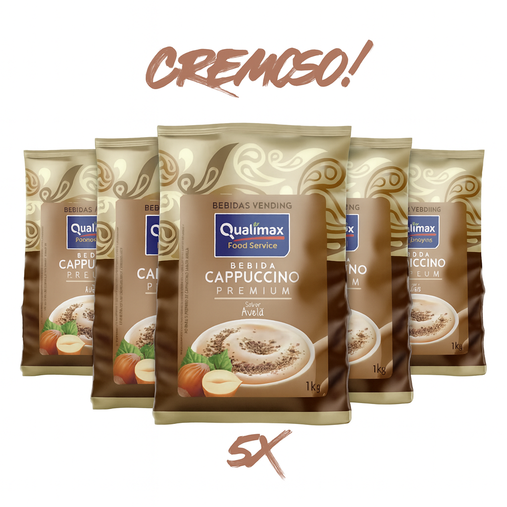 Kit 5 Cappuccino Qualimax Avelã - 5x1Kg