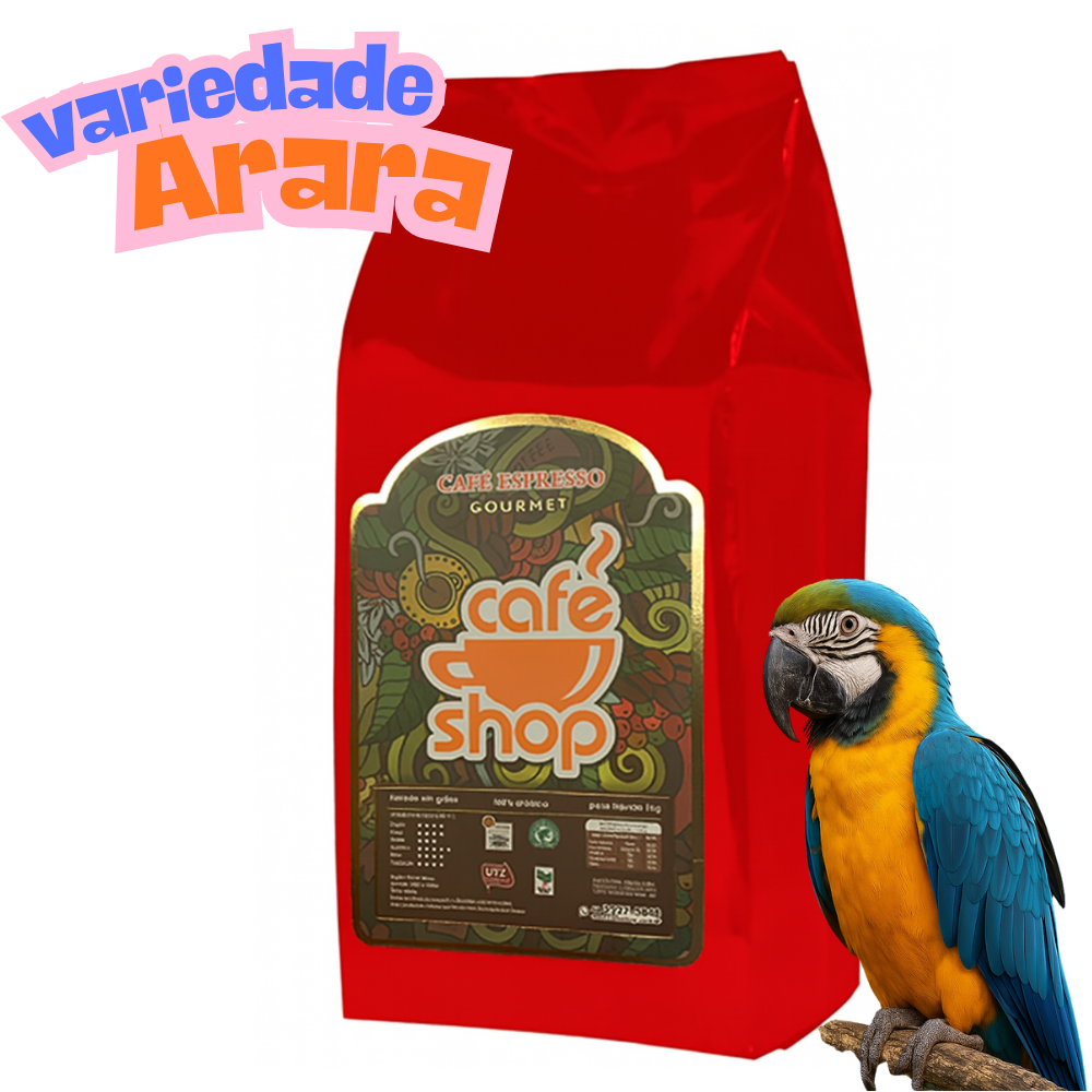Kit 5 Café em Grãos Cafeshop Origem Arara  Cx 5x1Kg