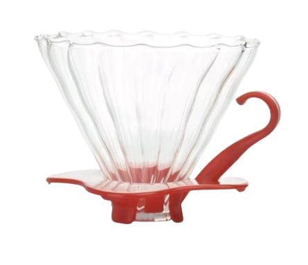 DRIPPER PARA FILTRO DE CAFÉ EM VIDRO BASE VERM V60-02