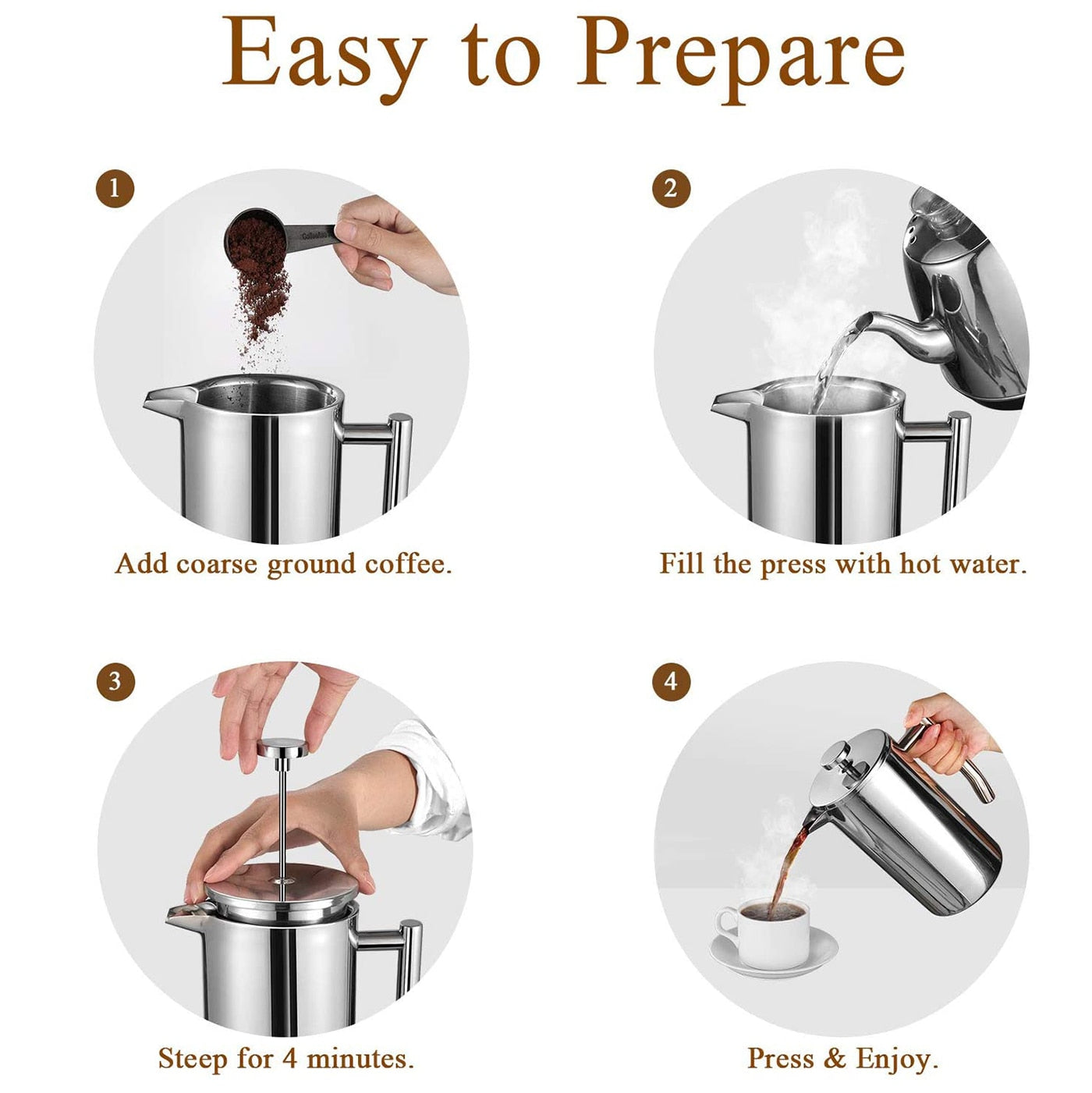 CAFETEIRA PRENSA FRANCESA MODUS AÇO INOX DUPLO - 700ML