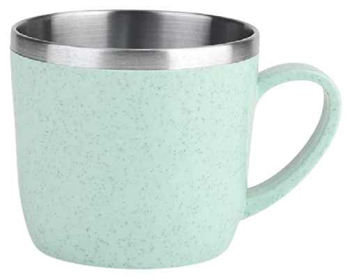 CANECA TÉRMICA VERDE INOX + PALHA TRIGO 220ML