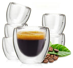 Conjunto 6 Copos Vidro  Parede  Dupla Belifou -  80 ML
