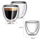 Conjunto 6 Copos Vidro  Parede  Dupla Belifou -  80 ML