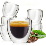 Conjunto 6 Copos Vidro  Parede  Dupla Belifou -  80 ML