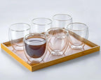 Conjunto 6 Copos Vidro  Parede  Dupla Belifou -  80 ML