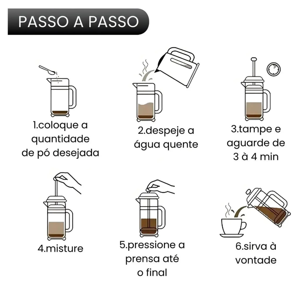 Cafeteira Prensa Francesa Vidro e Inox  - 600ml