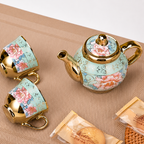 Conjunto Porcelana 4 Xícaras c/ Bule  p/ Café Elegante