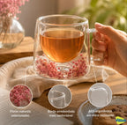 Caneca Vittak Florida Parede Dupla Flores Secas Rosa - 110ml
