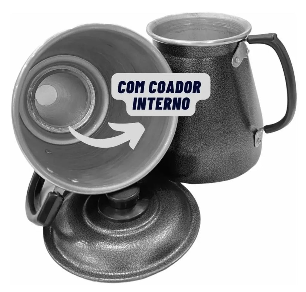 Cafeteira de Alumínio Craqueada Preta - 1,4l