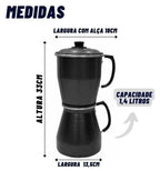 Cafeteira de Alumínio Craqueada Preta - 1,4l