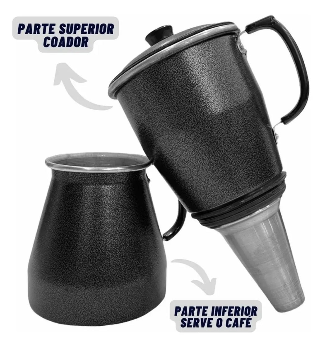Cafeteira de Alumínio Craqueada Preta - 1,4l