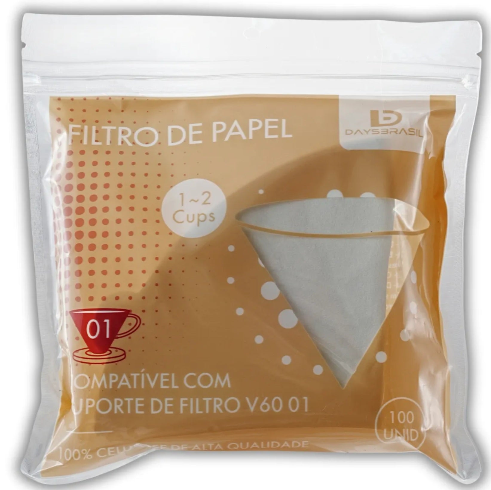 Filtro de Papel Branco Compatível Hario DaysBrasil V60 01 - 40 UN