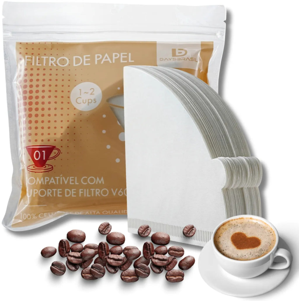 Filtro de Papel Branco Compatível Hario DaysBrasil V60 01 - 40 UN
