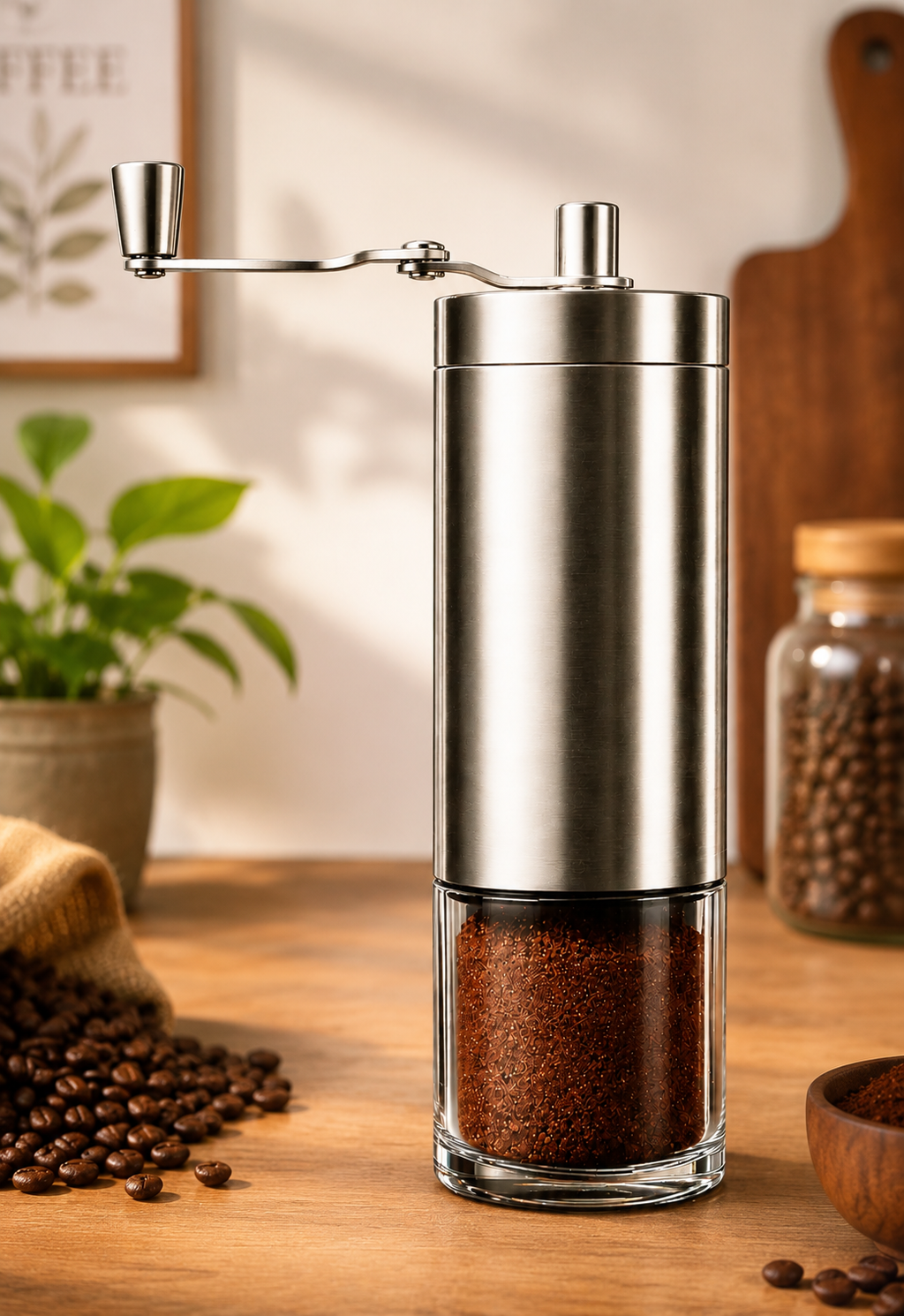 Moinho de Café Manual  Inox Ajuste Moagem Ceramica
