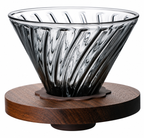 Dripper p/ Filtro de Café em Vidro com Base em Madeira 1-4 Xícaras