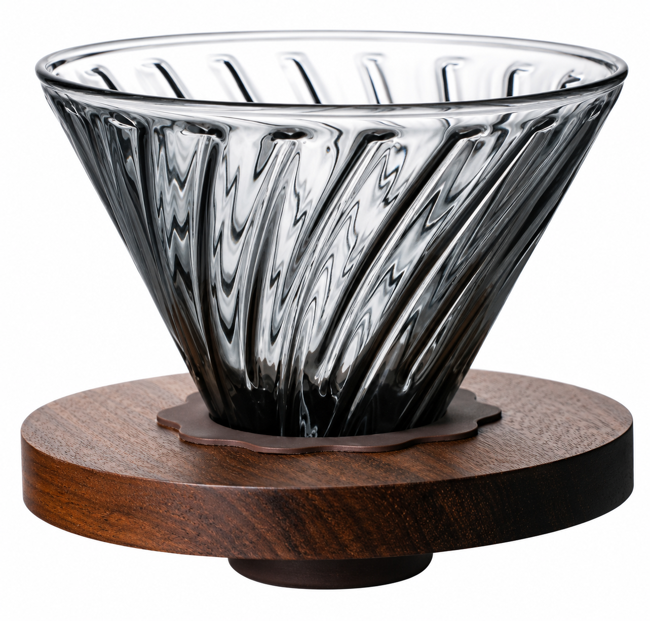 Dripper p/ Filtro de Café em Vidro com Base em Madeira 1-4 Xícaras