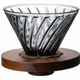 Dripper p/ Filtro de Café em Vidro com Base em Madeira 1-4 Xícaras