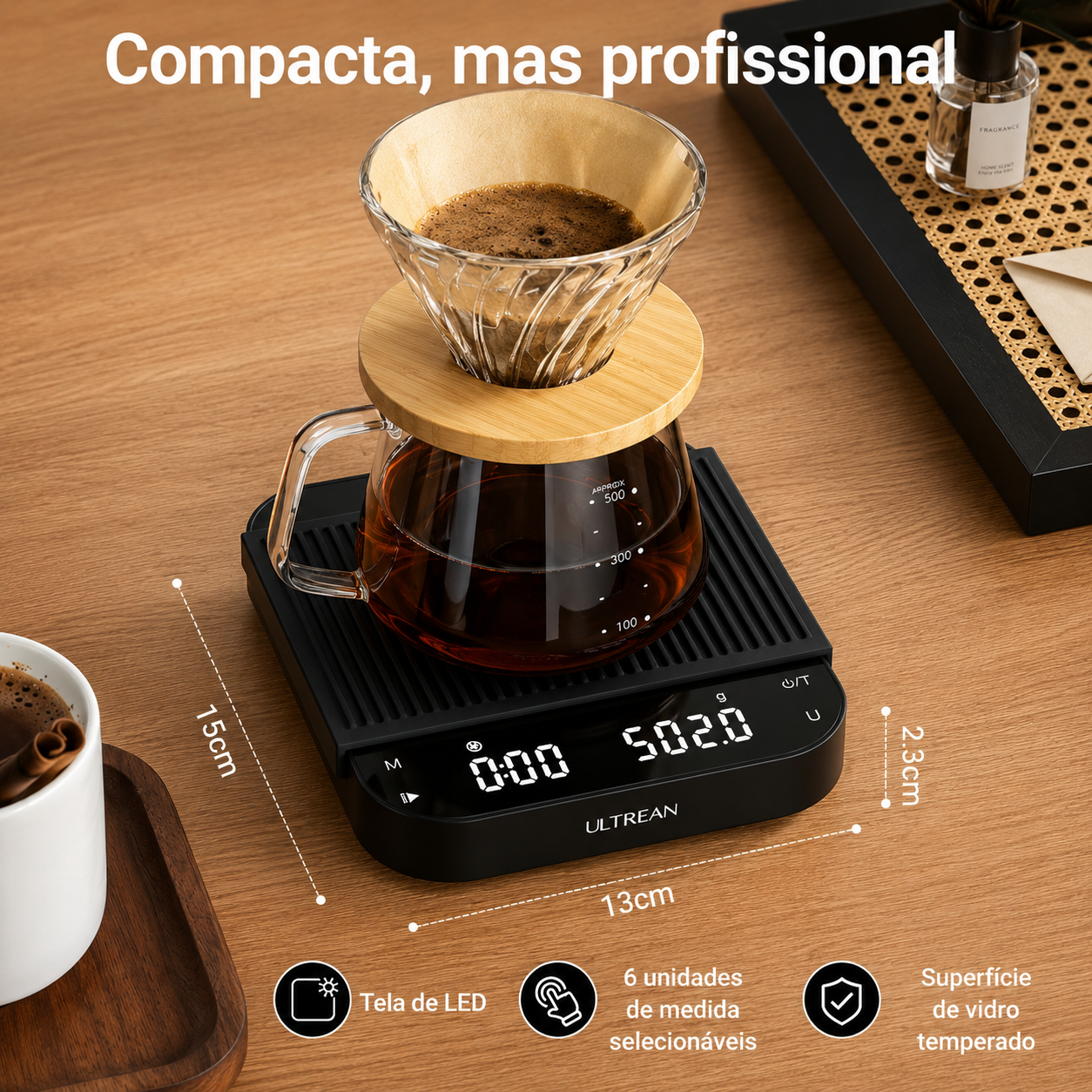 Balança p/ Barista  Ultrean 5,9" Recarregável