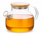 Chaleira  de Vidro c/ Tampa Bambu - 1000ml