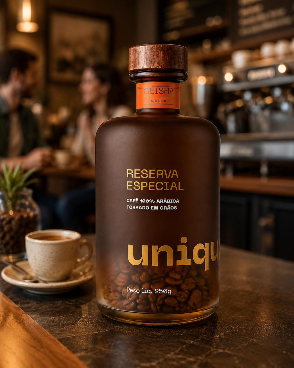 Café em grãos Unique Geisha Engarrafado - 250g