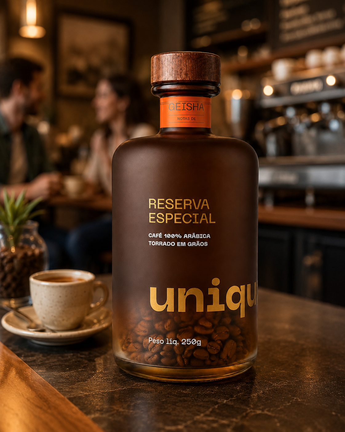 Café em grãos Unique Geisha Engarrafado - 250g