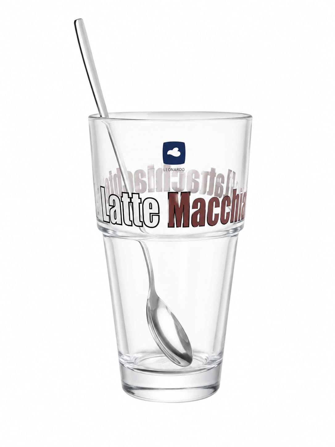 Copo de Vidro Italiano Macchiato Leonardo c/ Colher -  410 ml
