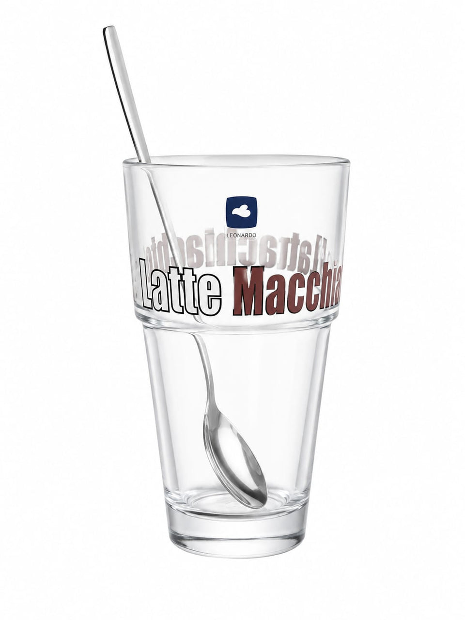 Copo de Vidro Italiano Macchiato Leonardo c/ Colher -  410 ml