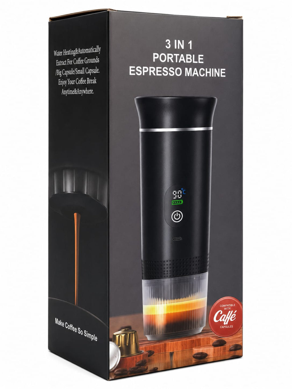 Máquina de Café Espresso Portátil 3 em 1