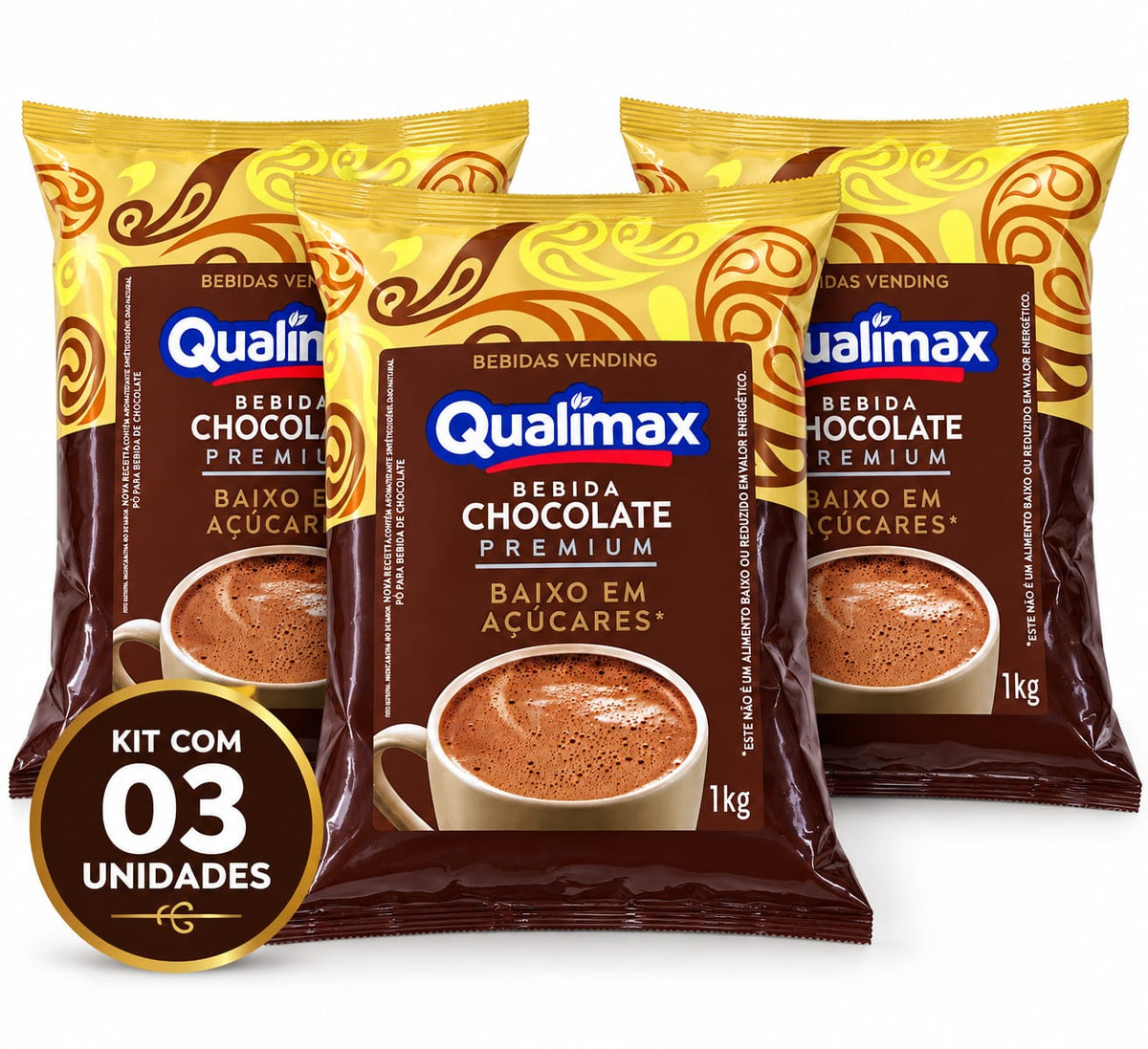 Kit Chocolate c/ Leite Baixo Teor de Açúcar Qualimax - 3Kg