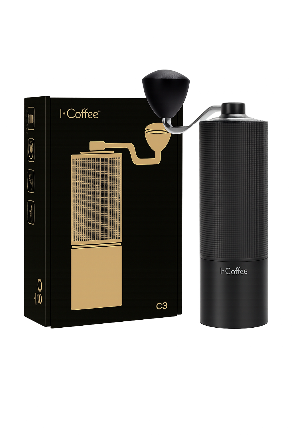 Moinho de Café Manual  I-Coffee C3 Ajuste Moagem Lâminas Aço Preto