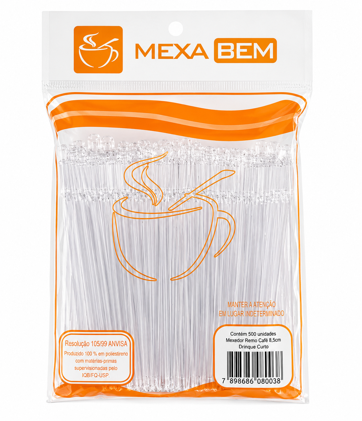 Mexedor para Café Tipo Remo 9,5cm Cristal - 500unid.