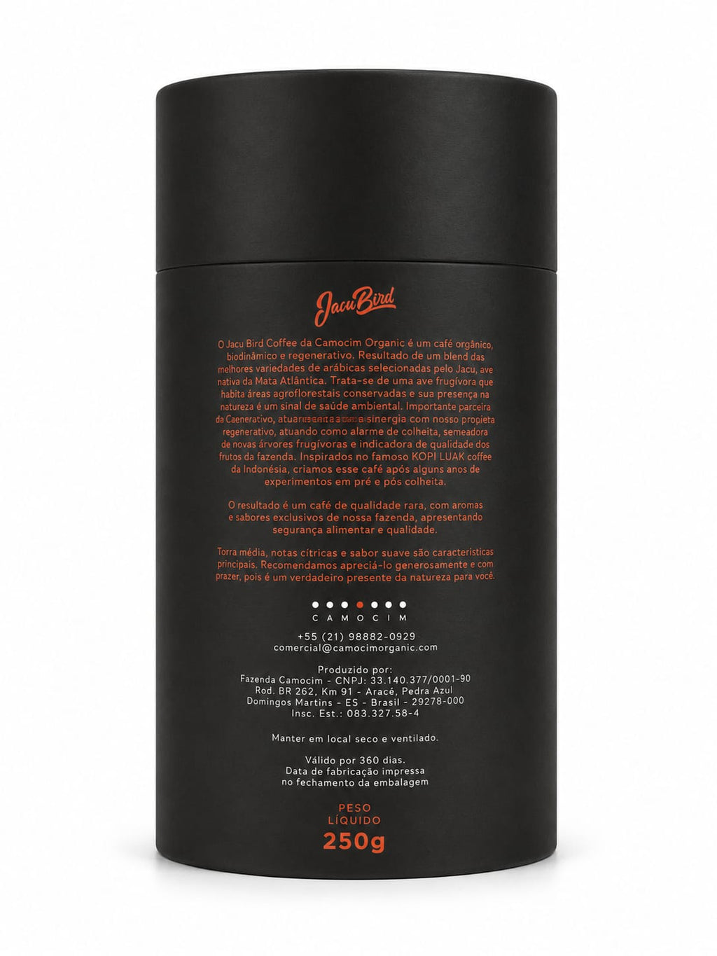 Café Orgânico em Grãos Jacu Bird Paper Tube - 250 g