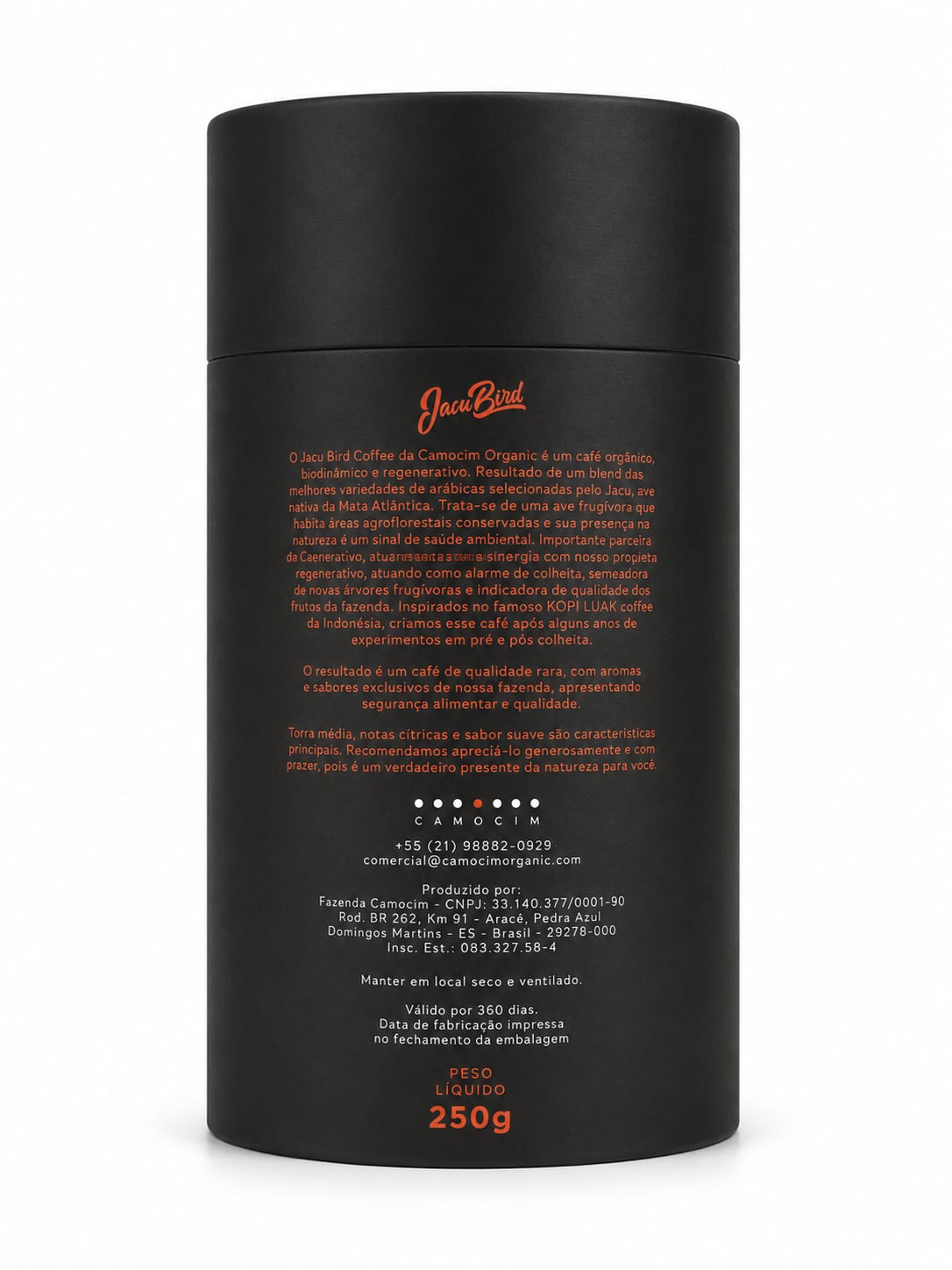 Café Orgânico em Grãos Jacu Bird Paper Tube - 250 g