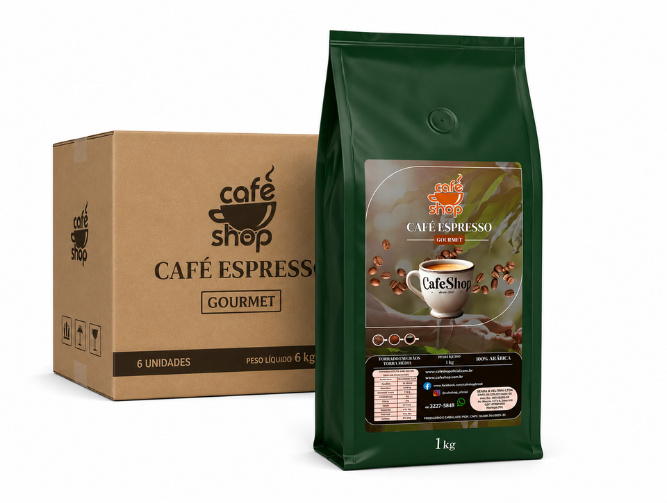 Kit 6 Café em Grãos Cafeshop Gourmet  6x1Kg