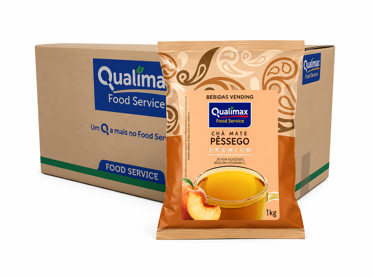 Kit 10 Chá Mate Sabor Pêssego Qualimax - 10x1Kg