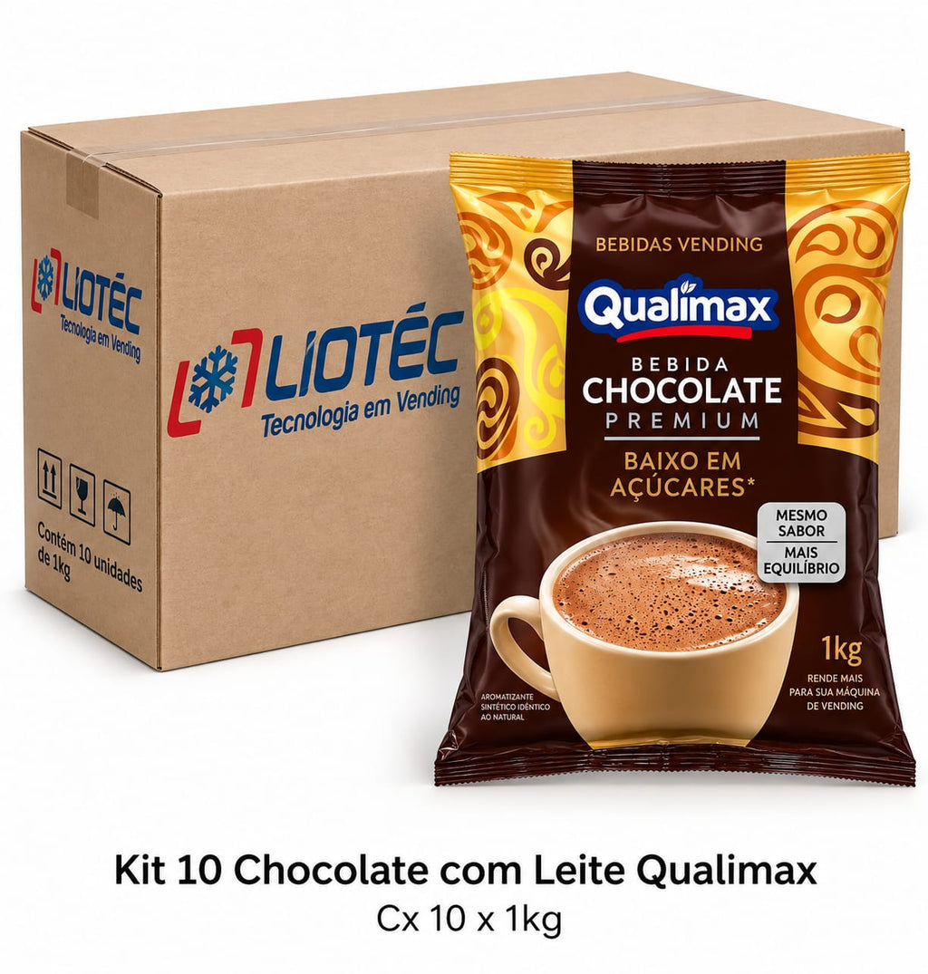 Kit Chocolate c/ Leite Baixo Teor de Açúcar Qualimax - CX 10 unid.
