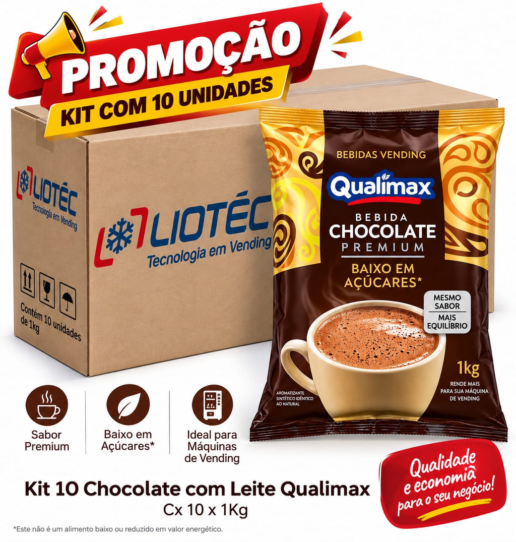 Kit Chocolate c/ Leite Baixo Teor de Açúcar Qualimax - CX 10 unid.
