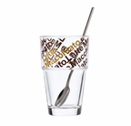 Copo de Vidro Italiano Café Latte Leonardo c/ Colher -  410 ml