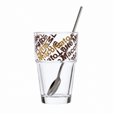 Copo de Vidro Italiano Café Latte Leonardo c/ Colher -  410 ml