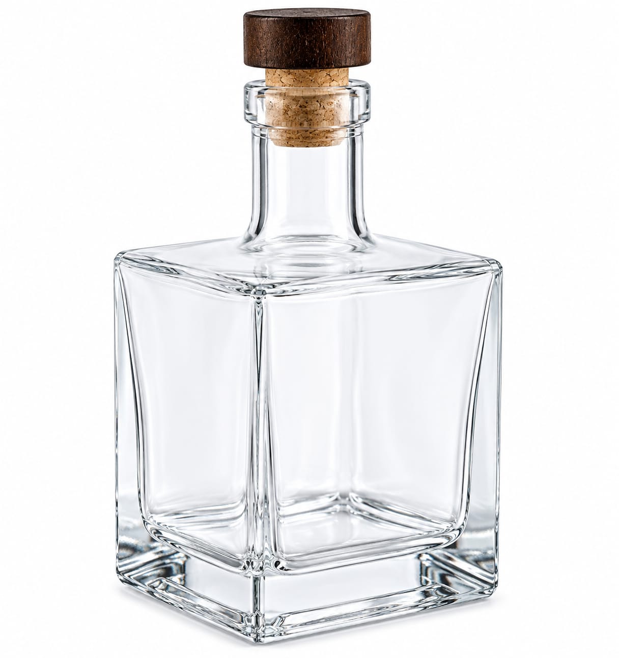 Garrafa Cube Alta com Tampa Madeira - 500ml