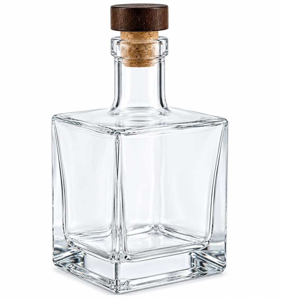 Garrafa Cube Alta com Tampa Madeira - 500ml