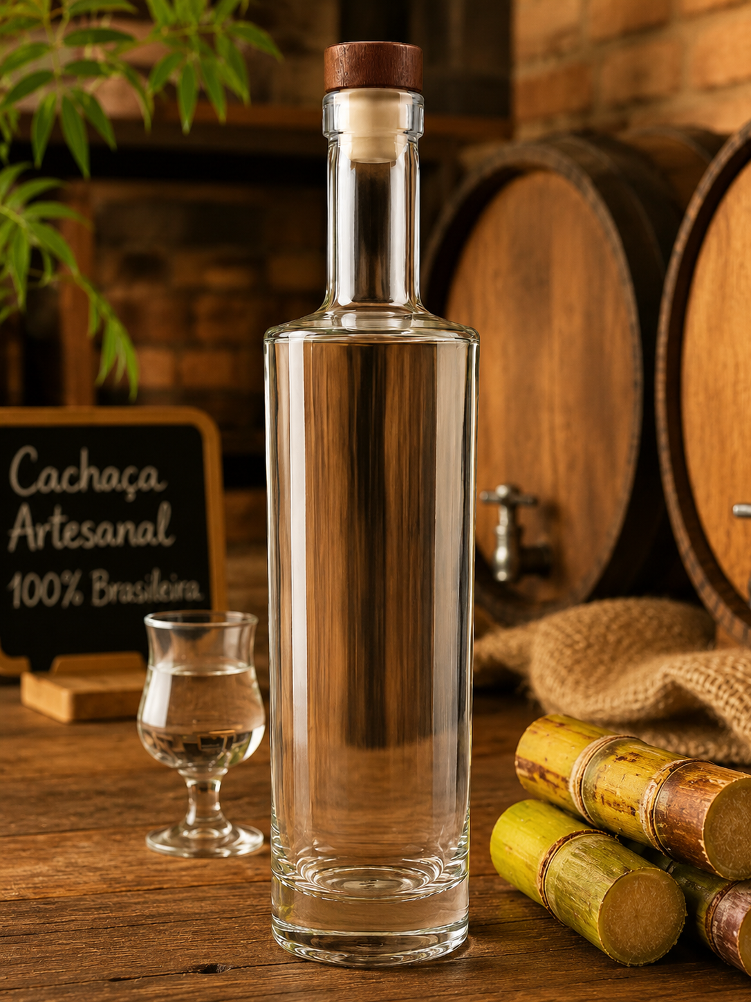 Garrafa Atlanta/Citrino com Tampa Madeira - 750ML