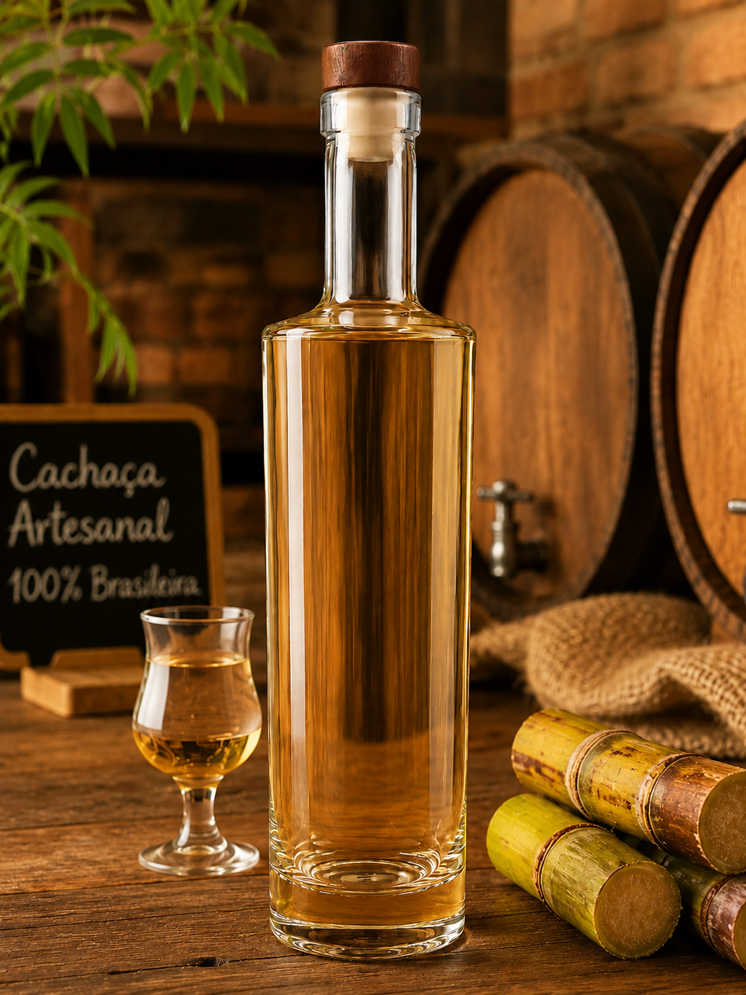 Garrafa Atlanta/Citrino com Tampa Madeira - 750ML