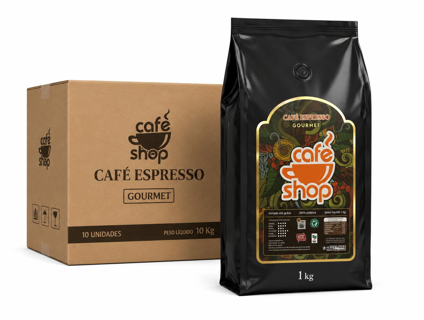Kit 10 Café em Grãos Cafeshop Origem  - Cx (10x1Kg)
