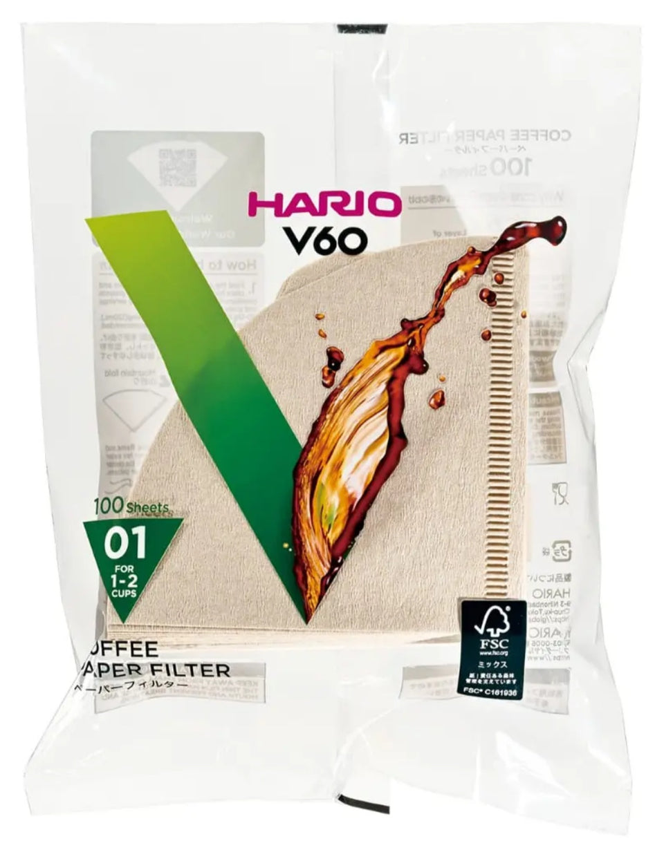 Filtro Natural para Coador Hario V60-01 (100 Unid.)