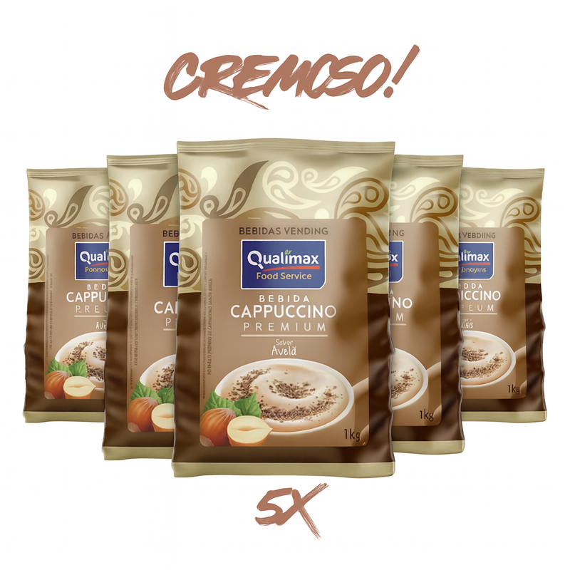 Kit 5 Cappuccino Qualimax Avelã - 5x1Kg
