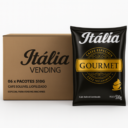 KIT CAFÉ SOLÚVEL LIOFILIZADO ITÁLIA GOURMET 510G CX (6 UNID.)