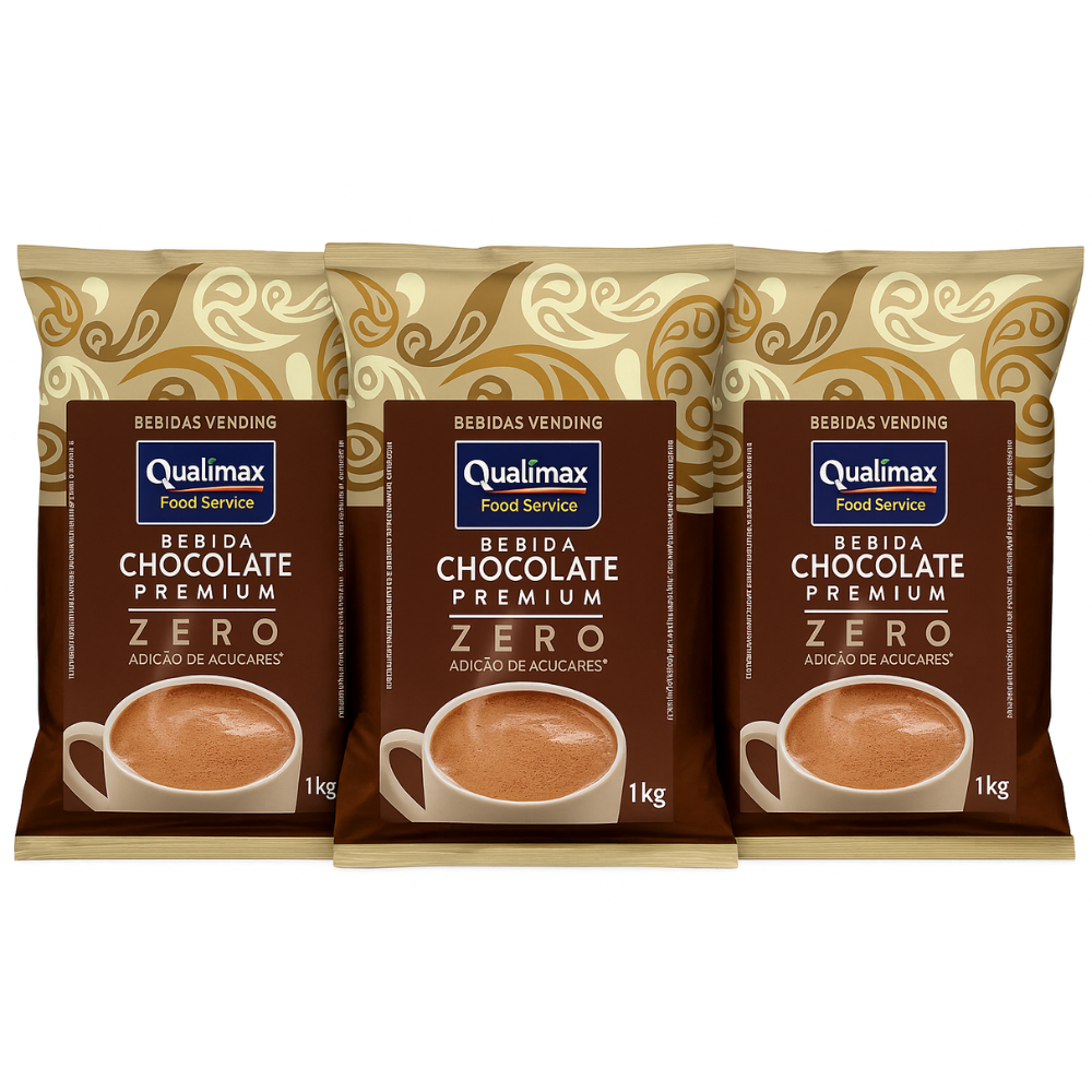 Kit 3 chocolate Qualimax c/ leite 0% açúcar - 3x1Kg