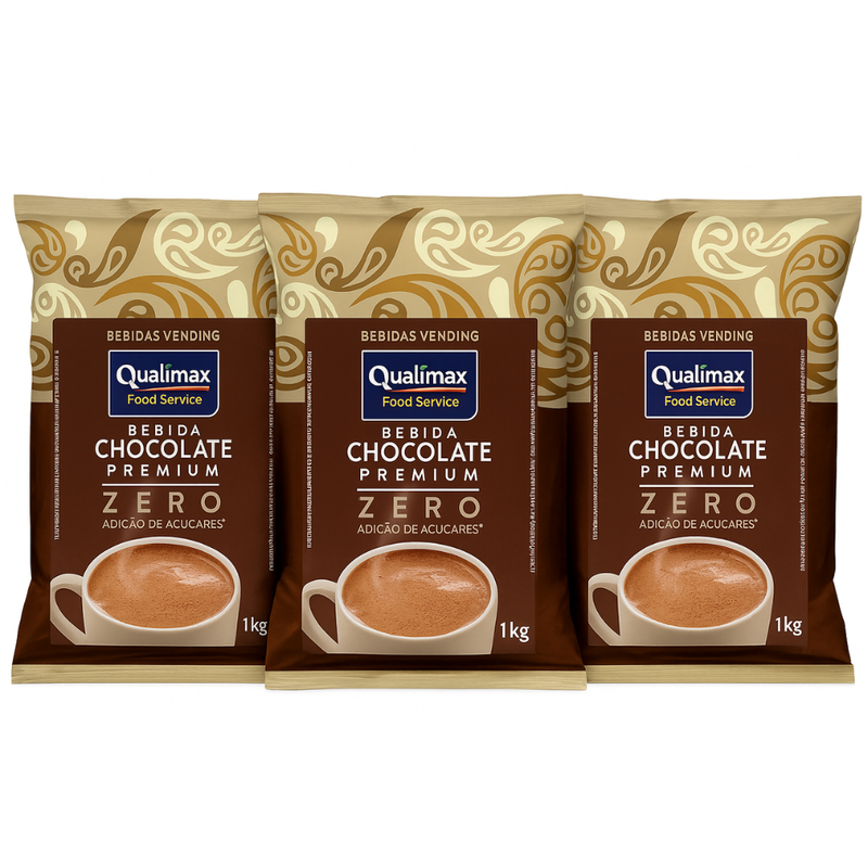 Kit 3 chocolate Qualimax c/ leite 0% açúcar - 3x1Kg
